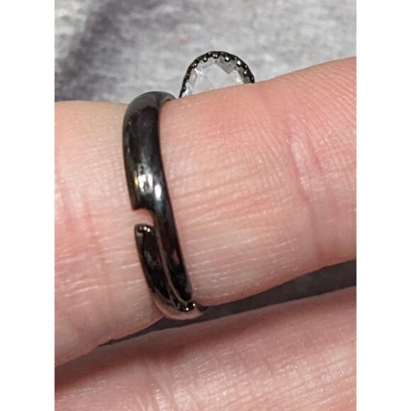 Whimsygoth Fairycore Black Dragonfly Adjustable Ring With Clear Gems - Picture 10 of 10